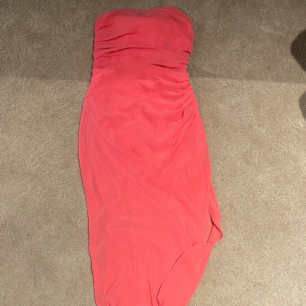 Zara Strapless Dress in Bold Coral